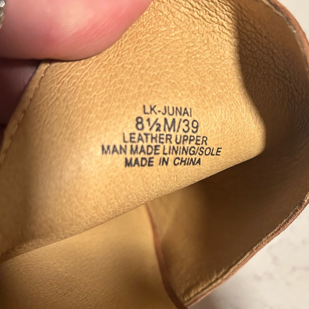 EUC 🍀 Lucky Brand Junai Leather Open Peep Toe Ankle Bootie Heeled Sandals - Picture 10 of 16